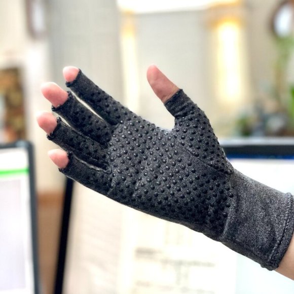 Anti Arthritis Compression Gloves Pain Relief - Large Charcoal Gray New - Picture 2 of 5